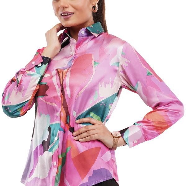 Pink Abstract Women Shirt
