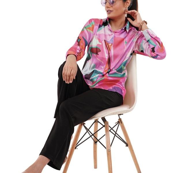 Pink Abstract Women Shirt