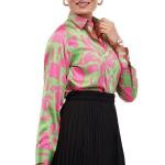 Pink Green Abstract Women Shirt